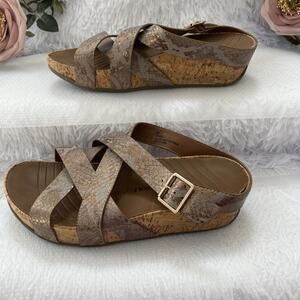 Sole Lift Women’s 9W Snake Print Wedge Slide Sandals Adjustable Buckle Comfort